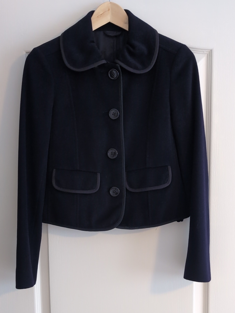Burberry Women’s Navy Button-Front Wool Blend Jacket